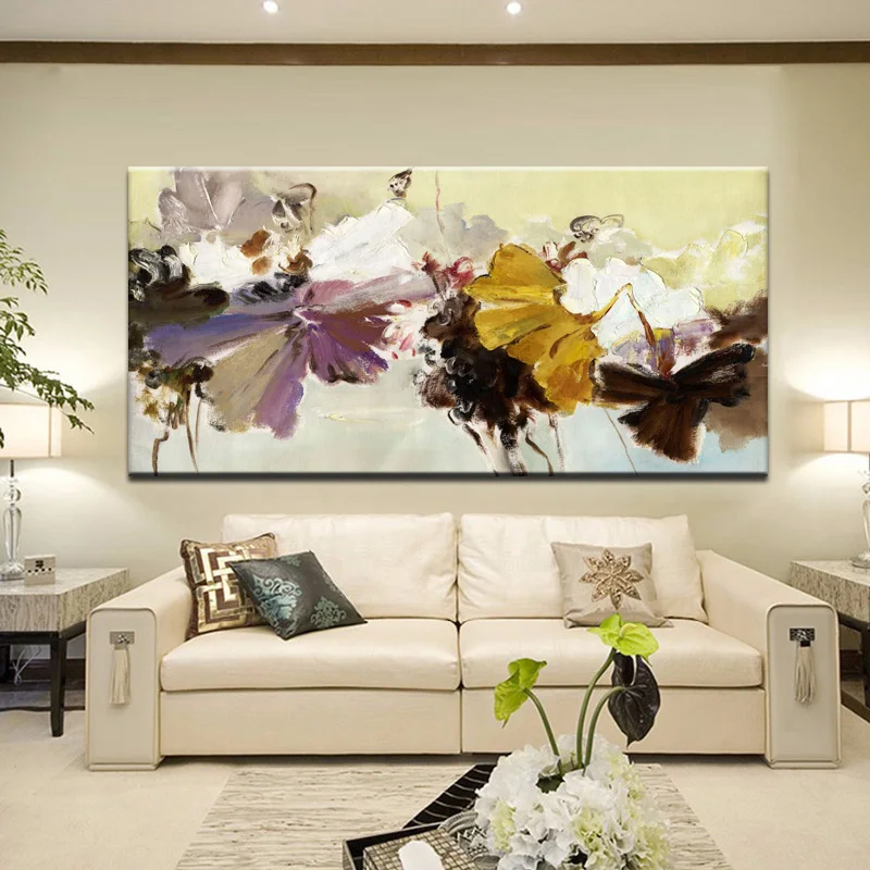 

Modern Abstract Canvas Painting Wall Art Poster Hand Painted Flowers Prints on Canvas For Living Room Home Decoration No Frame