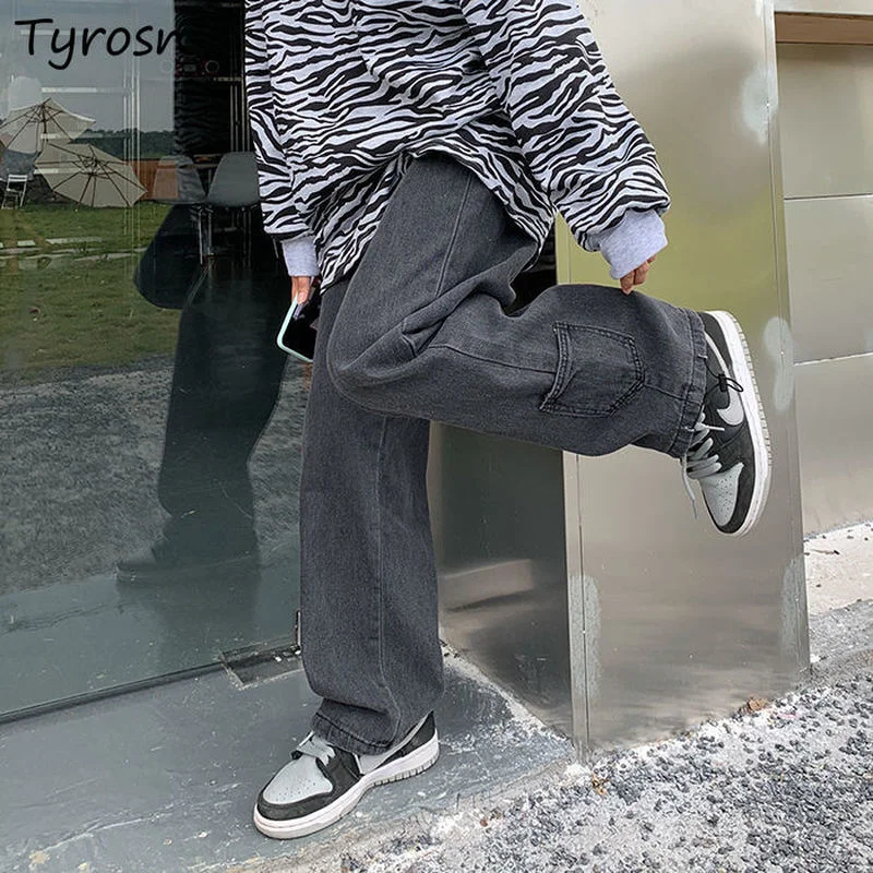 

Винтажные женские джинсы свободного покроя с высокой талией в стиле хип-хоп модная шикарная уличная одежда универсальные широкие брюки Harajuku Ulzzang студенческие повседневные