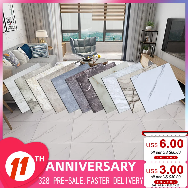 

20PCS 30*30cm Modern Marble Tile Thick Self-Adhesive Wall Floor Stickers Ground Wallpapers Bathroom DIY Bedroom Home Decor