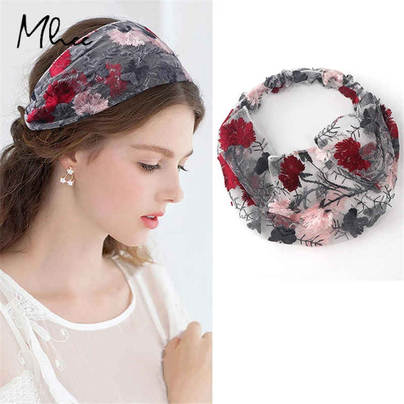 

Embroidered Floral Headscarf Fashion French Style Headbands For Women Lace Pressing Hair Band Hot Sale Romantic Headdress