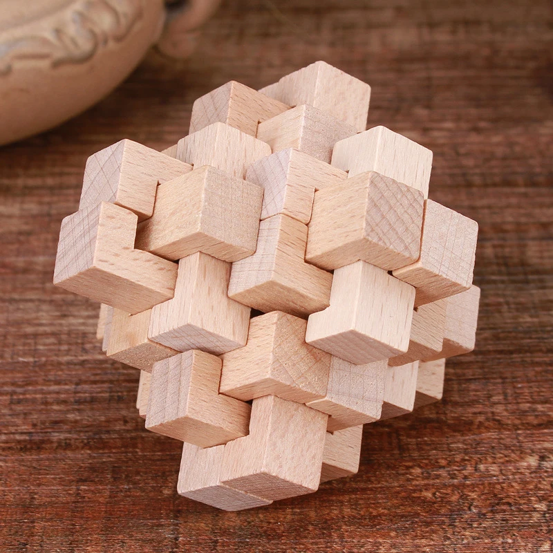 

Children'S Wooden Puzzle Kong Ming Lock Toy Natural Wooden Cube Puzzle Educational Toys Adult Children Kong Ming Lock Gift Toy