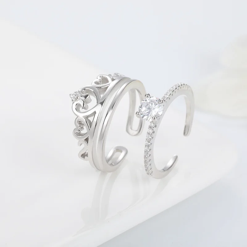 

Кольцо двойное из серебра горячая Распродажа пробы, с инкрустацией фианитами