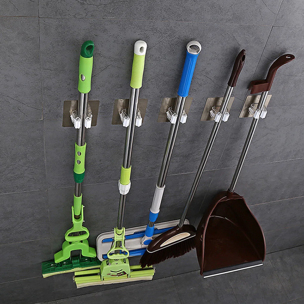 

Wall Mounted Mop Organizer Holder Brush Broom Hanger Storage Rack Kitchen Tool Wall Housekeeper Accessory Hanging Pipe