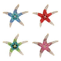 new fashion starfish brooches for women and men suit cute cartoon star brooch pin crystal jewelry bag badge clothing accessories
