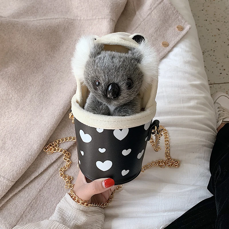 Милый дизайн коала PU кожа Повседневная модная женская сумка через плечо сумка-тоут с кошельком мини-сумка-мешок