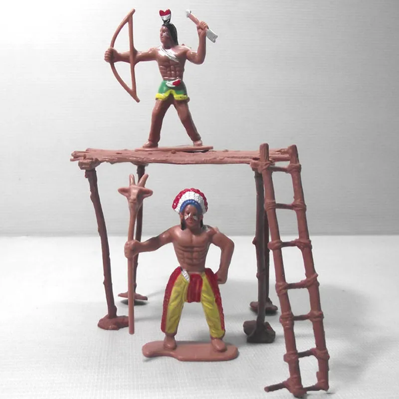 Индийский дикий Запад ковбой жизнь Cow Boy с лошадью Tree PVC Аниме фигуры Рождественская украшение строительной модели игрушки, 4 шт./13 шт.