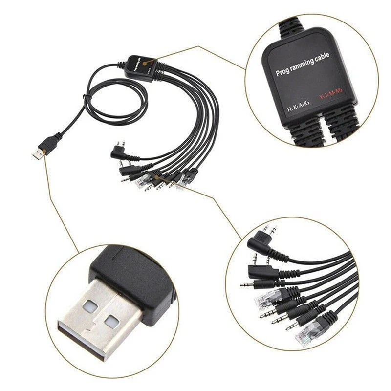 Практичный Прочный 8 в 1 USB кабель для программирования для JIEKE Motorola HYT ICOM BAOFENG Walkie Talkie Запчасти Аксессуары