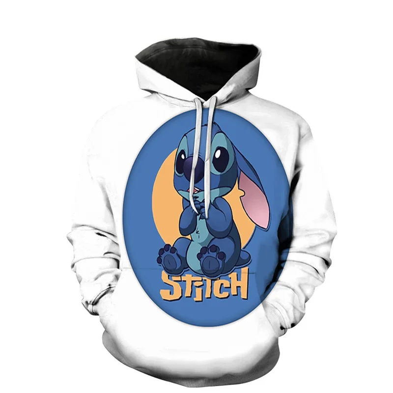 

Fall Men's Hooded Sweater Cartoon Blue Stitch Pattern Sweater Casual Sports Harajuku Hoodie Men's Long-Sleeved Hooded Jacket