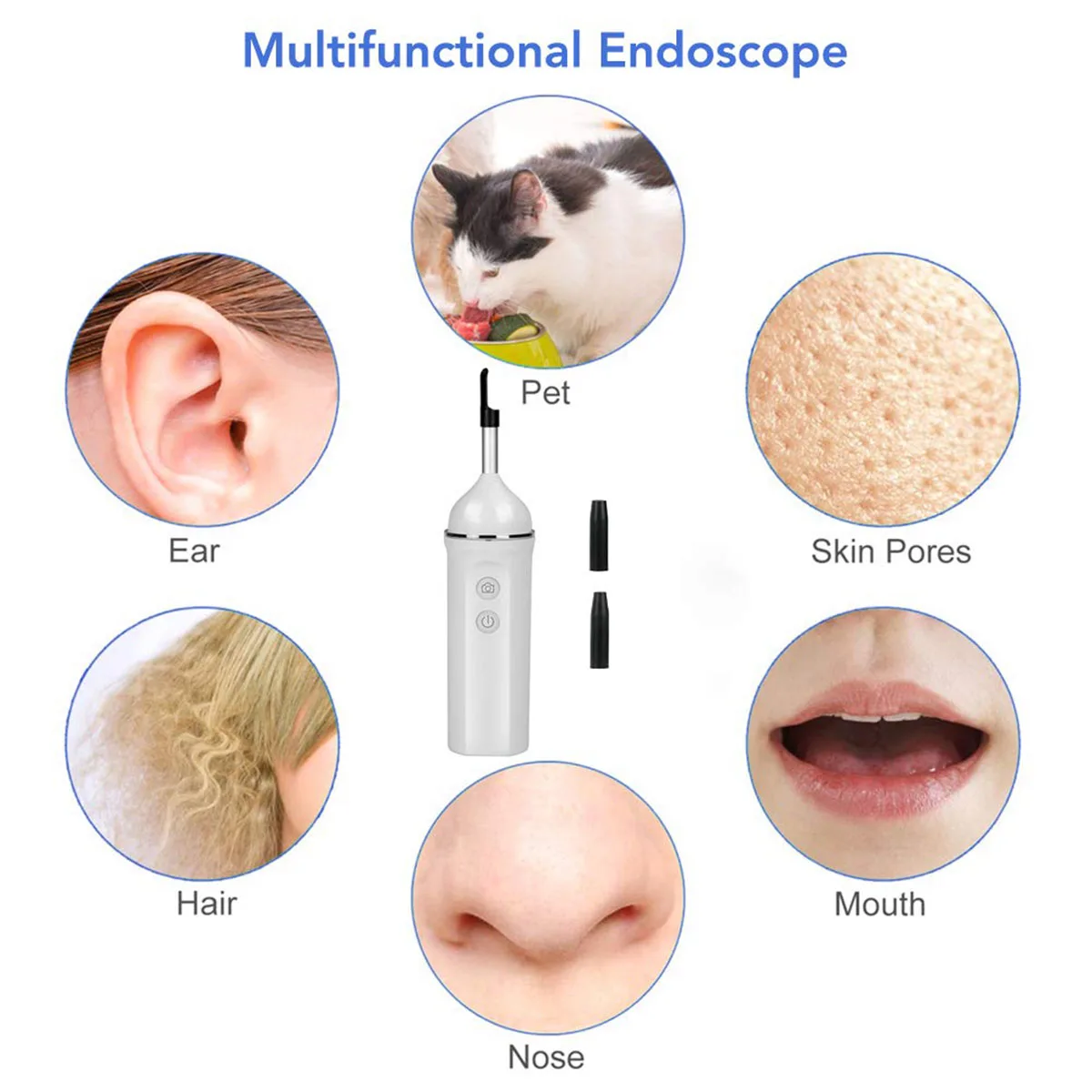 

WiFi Ear Otoscope Wireless HD720P Digital Endoscope Ear Inspection Camera Earwax Cleaning Tool with 6 Led for IOS & Android Use