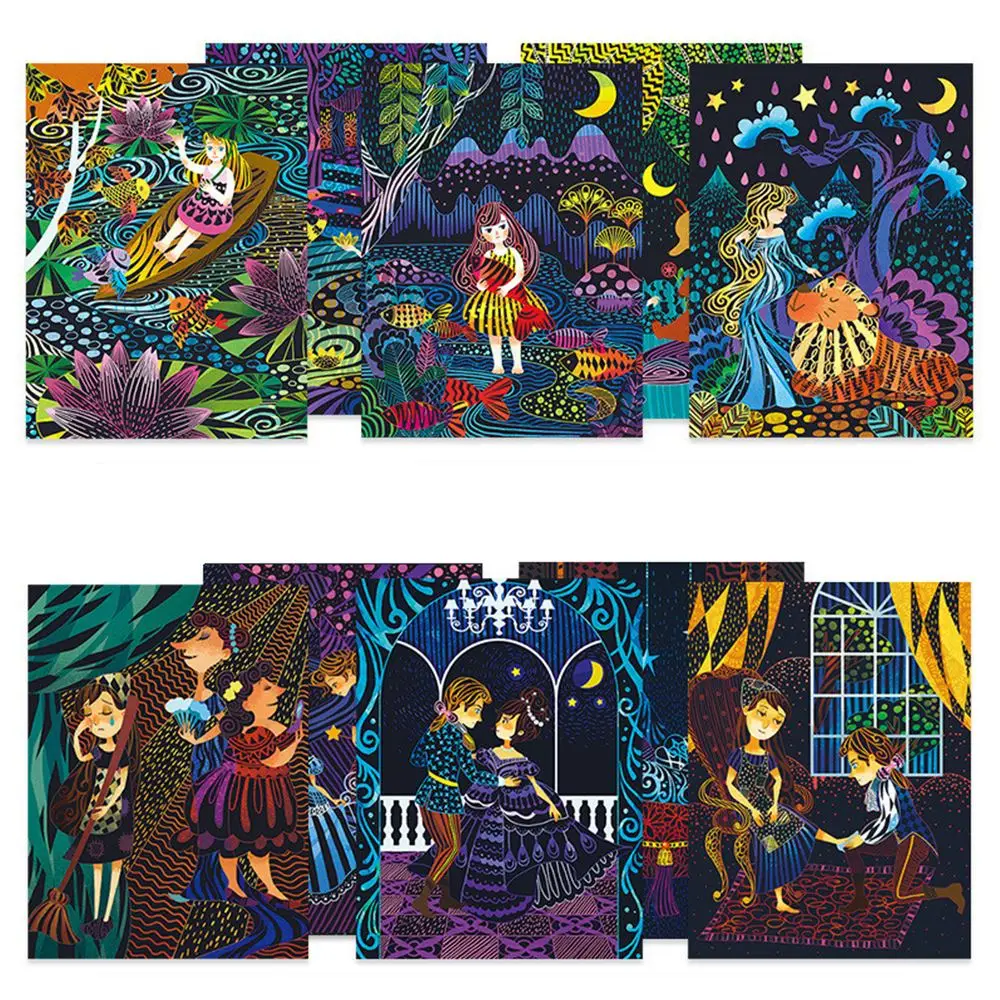 Набор бумажных карт игрушка искусство живопись радуга царапина волшебный цвет