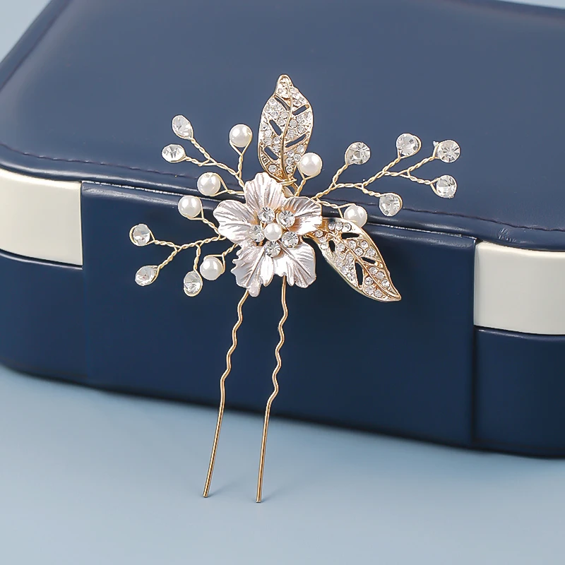 Модные заколки для волос с листьями и жемчугом цветами ручной работы из розового