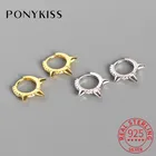 Серьги-кольца из серебра 925 пробы с фианитами и заклепками