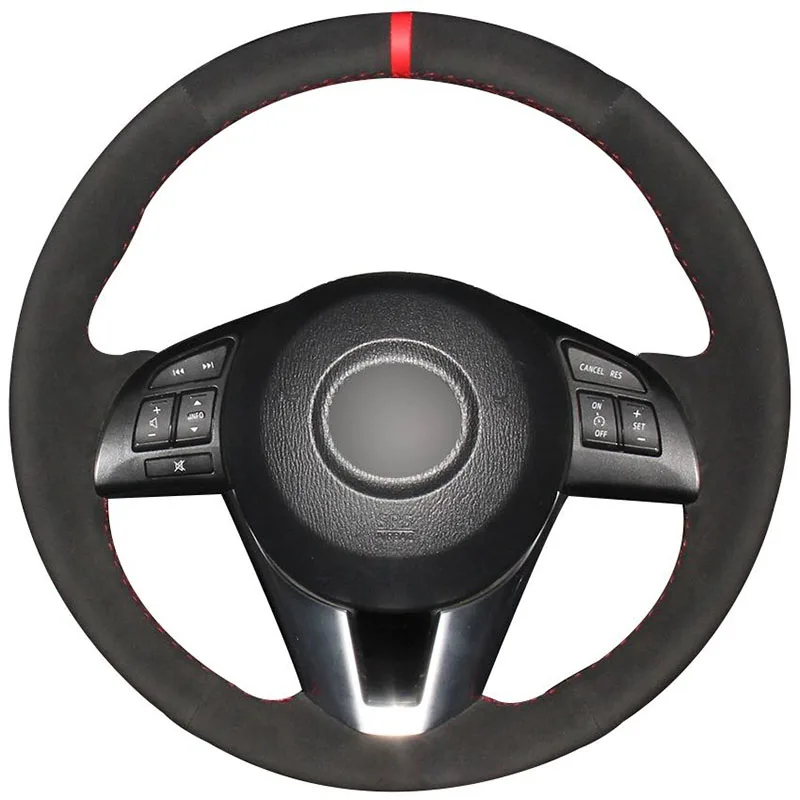 

DIY Hand-stitched Car Steering Wheel Cover Black Suede for Mazda 3 Axela Mazda 6 Atenza Mazda 2 CX-3 CX3 CX-5 CX5 Scion