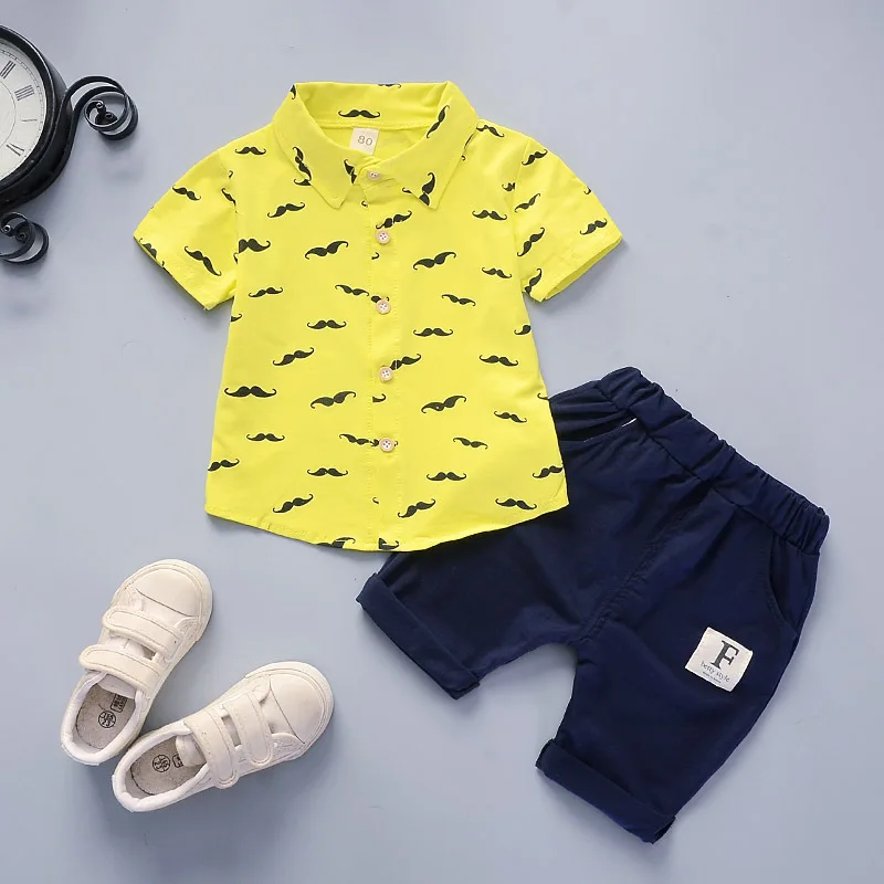 IENENS Summer Baby Boys Shirt Pants Clothing Sets Children Boy's Outfits Suits Kids Toddler Boy Short Sleeves Tops + Shorts 1-5Y |