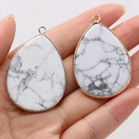 2021new natural semi precious stones drop shaped white turquoise pendant making diy necklace bracelet jewelry accessory gift