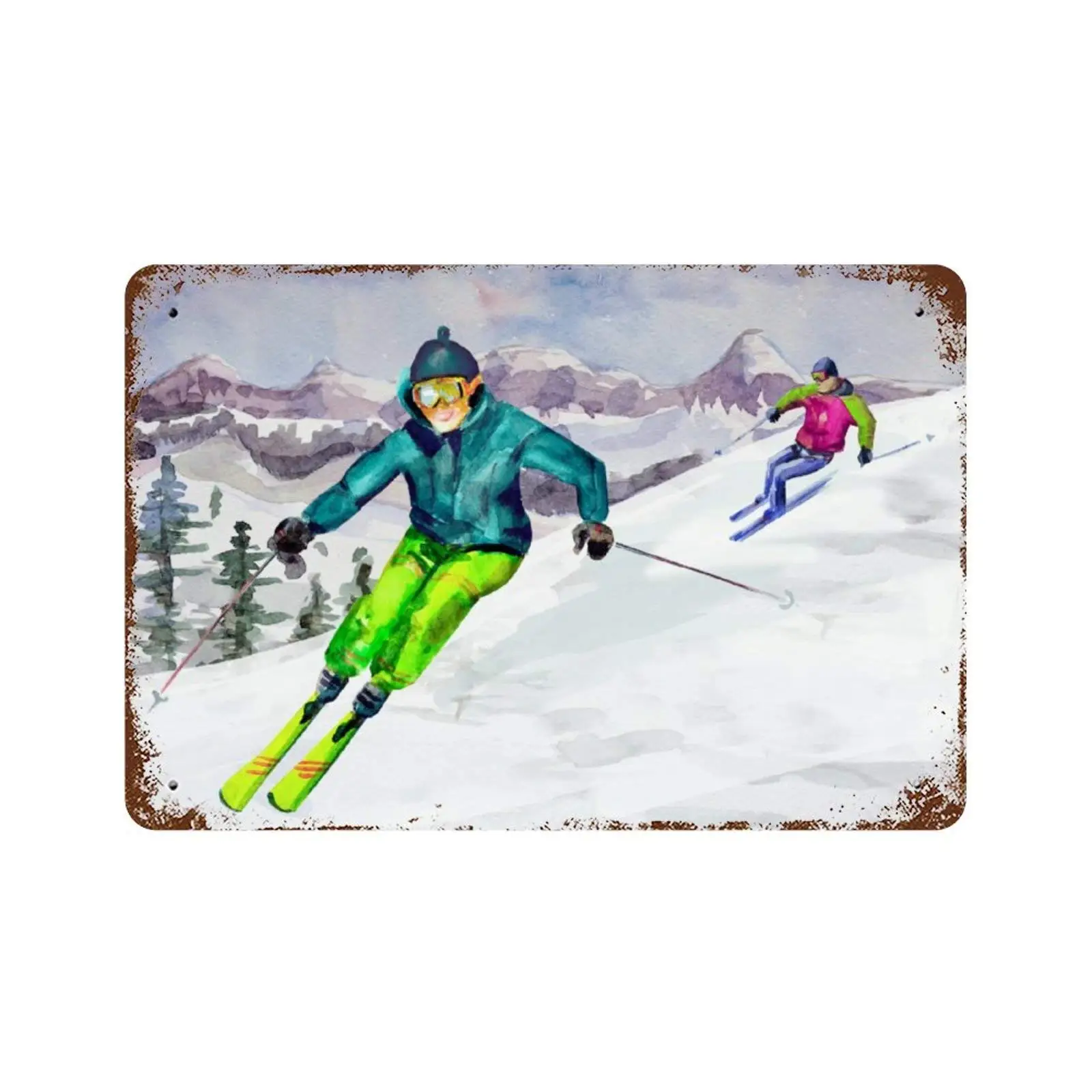 

SLALL Snow Skiing Extreme Sports Retro Street Sign Household Metal Tin Sign Bar Cafe Car Motorcycle Garage Decoration