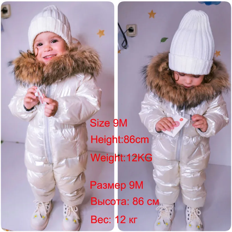 Winter Jumpsuit Overalls for Girls Children Thick Ski Suit Boys Duck Down Jacket Toddler Baby Snowsuits Outerwear Warm Coat 0-3Y
