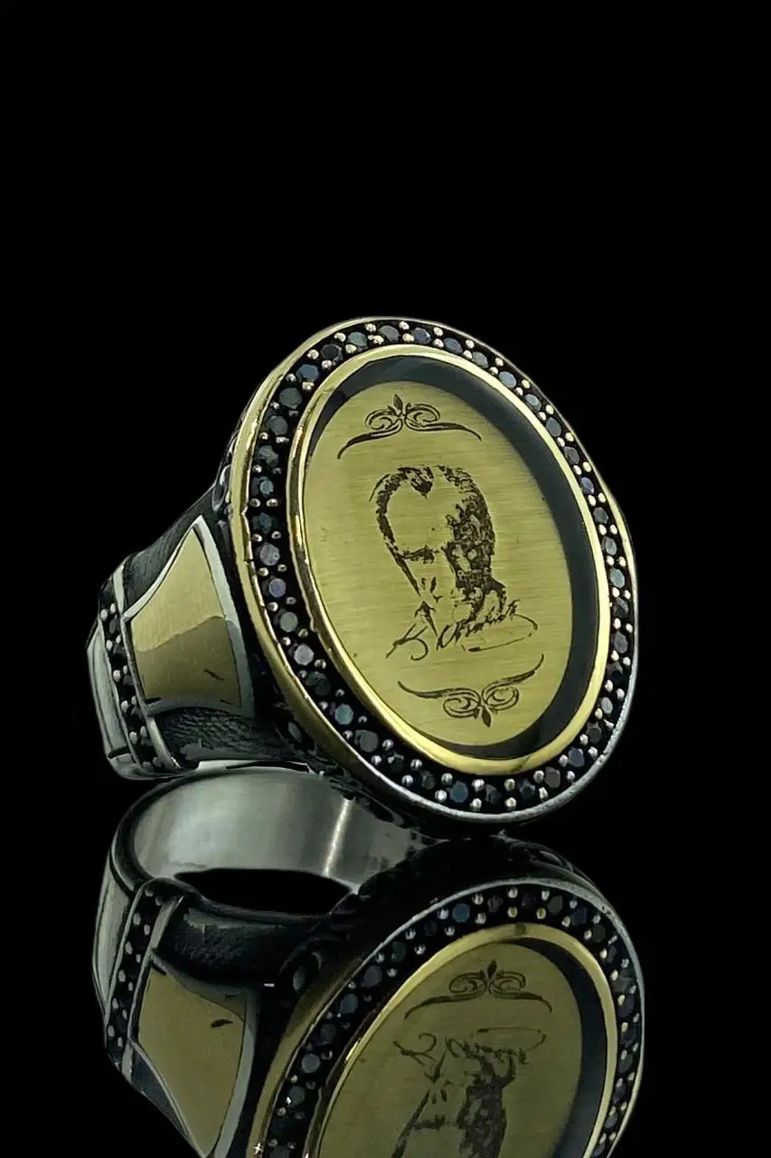 Mustafa Kemal Ataturk 925 Silver Men 'S Ring