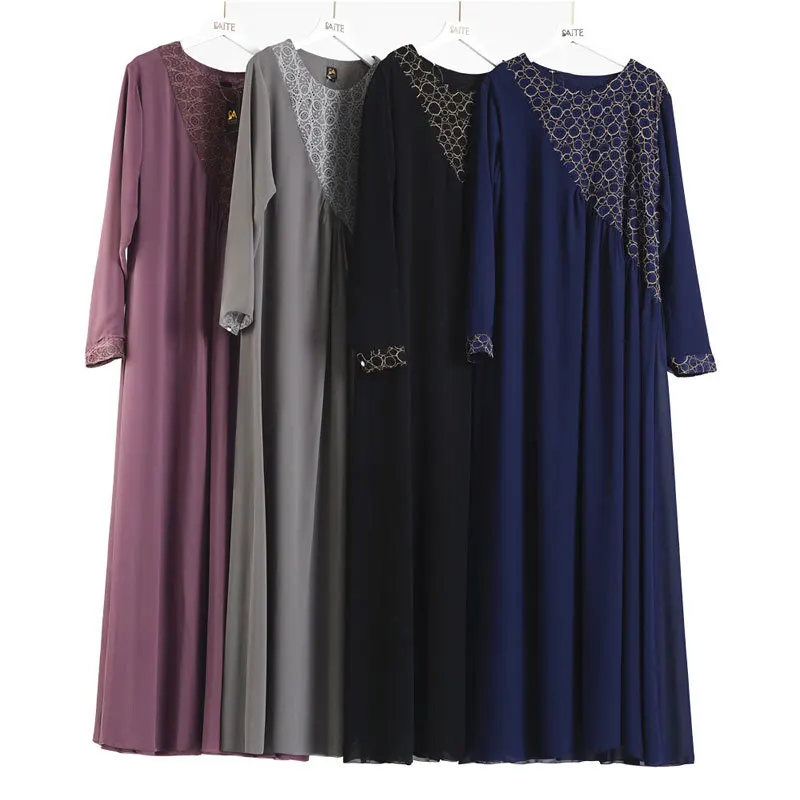 

Donsignet Muslim Dress Middle East Ramadan Muslim Fashion Robes Dubai Abaya Turkey Muslim Women's Robe Dress Lace National Dress