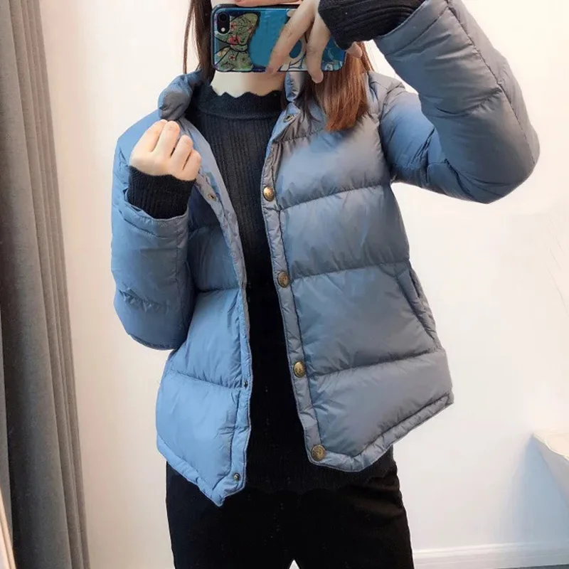 

2020 New Autumn Winter Ultra Light White Duck Down Coat Women Short Down Coats Slim Female Puffer Jacket Pocket Parkas