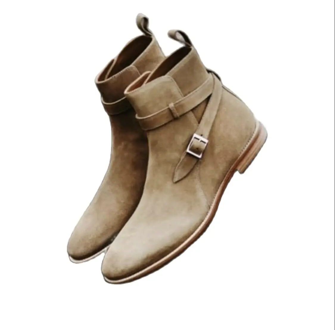 

High Quality Fashion Men Suede Leather Buckle Boots Male Casual Classic Trendy Low Heel Chelsea Boots Zapatos De Hombre TV631