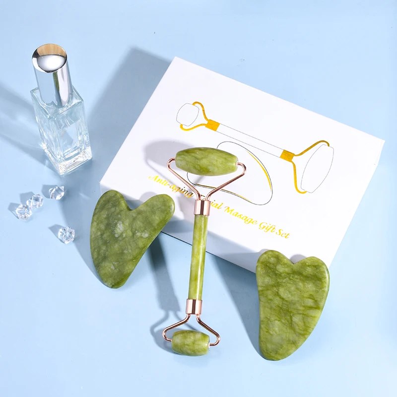 Нефритовый роликовый массажер гуаша из натурального хрустального камня для тела