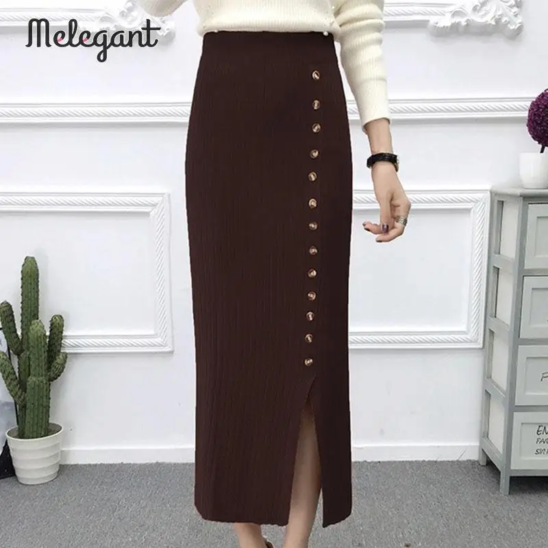 Элегантная длинная юбка на пуговицах с высокой талией женские элегантные юбки в