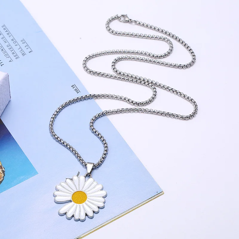 Простые Подвески с ромашками ожерелья для женщин и мужчин очаровательный