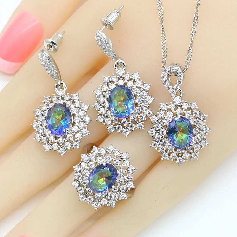 

Комплект из колье, серёг и кольца, из серебра 925 пробы