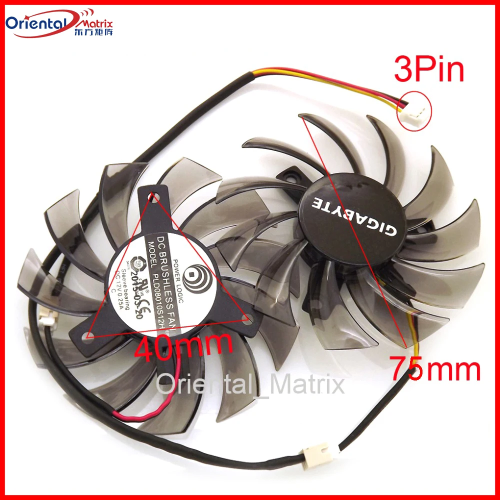 2 шт./лот PLD08010S12H 75 мм DC 0.25A вентилятор для видеокарты GIGABYTE кулер для видеокарты