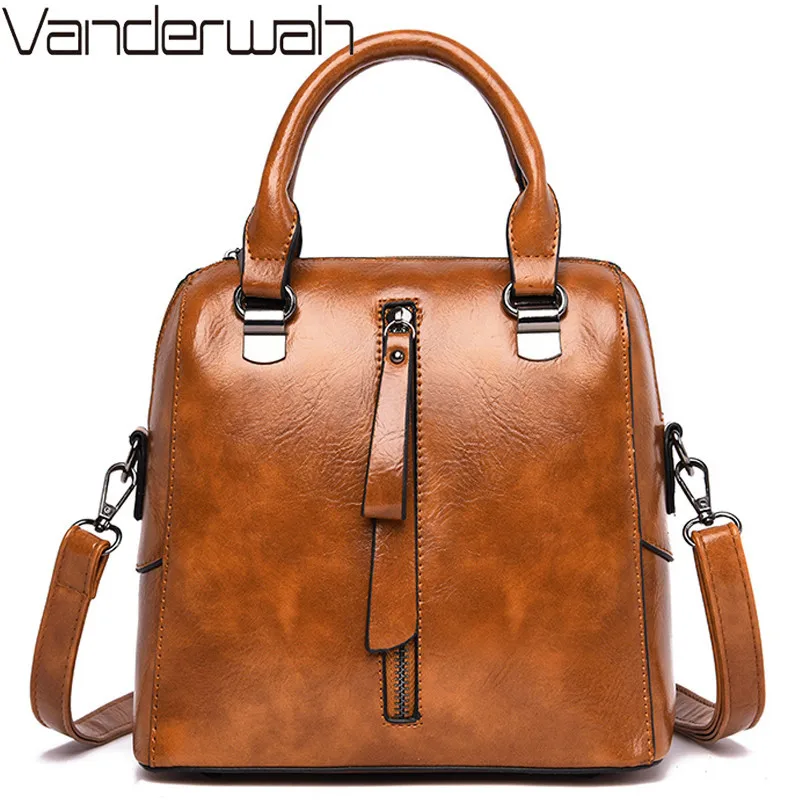 VANDERWAH роскошные сумки для женщин винтажные масляные кожаные женские ручные через