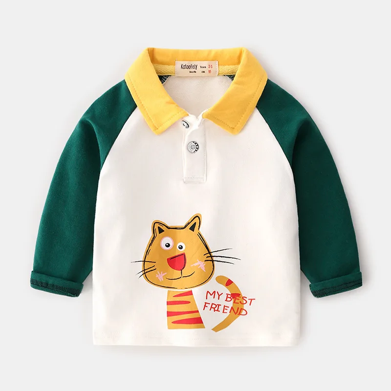 2019 Детская Поло осеннее рубашка хлопковая Футболка для мальчиков Топ детский