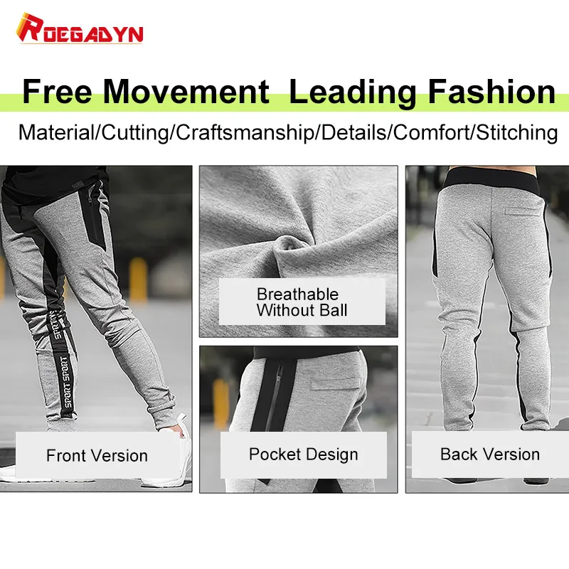 ROEGADYN Men's Sports Pants Autumn And Winter Casual Fitness Sweatpants Outdoor Running Training Gym Trouser Men's Jogging Pants