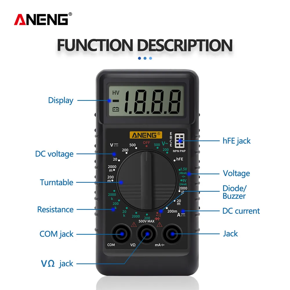ANENG мультиметр цифровой мини тестер multimeter esr метр мультиметры транзистор