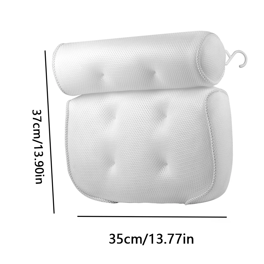 

Bathtub Head Neck Support Pillow Breathable 3D Mesh Cloth Bath Headrest Cushion Release The Neck Stress With Suctions Cups