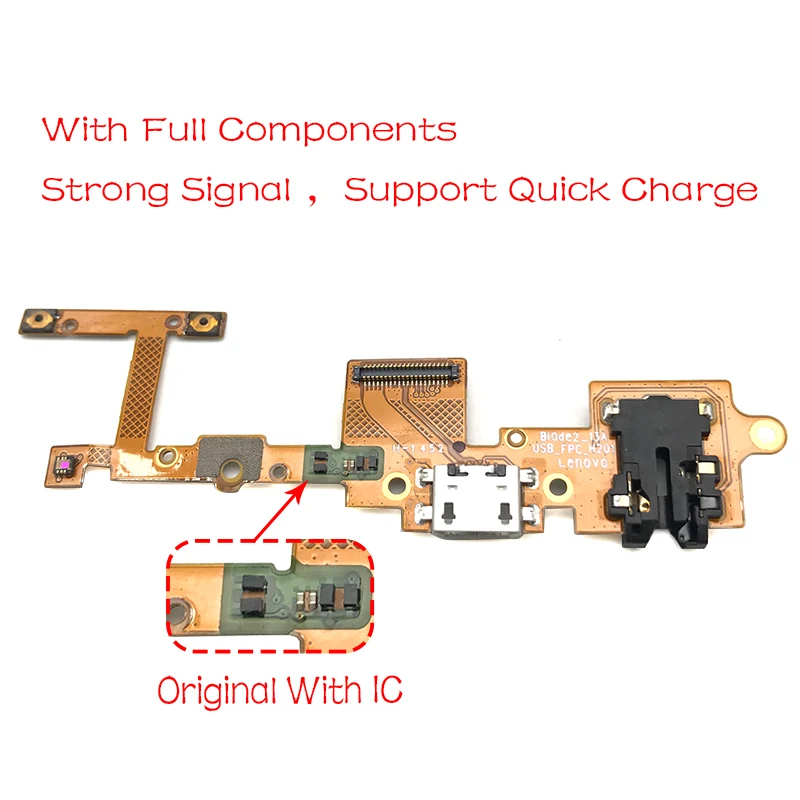 Original With IC Плата зарядного устройства PCB Flex Для lenovo Yoga Tablet 2 Pro 1380F 1380 USB порт разъем док-станция зарядный ленточный кабель - Цвет: Original With IC