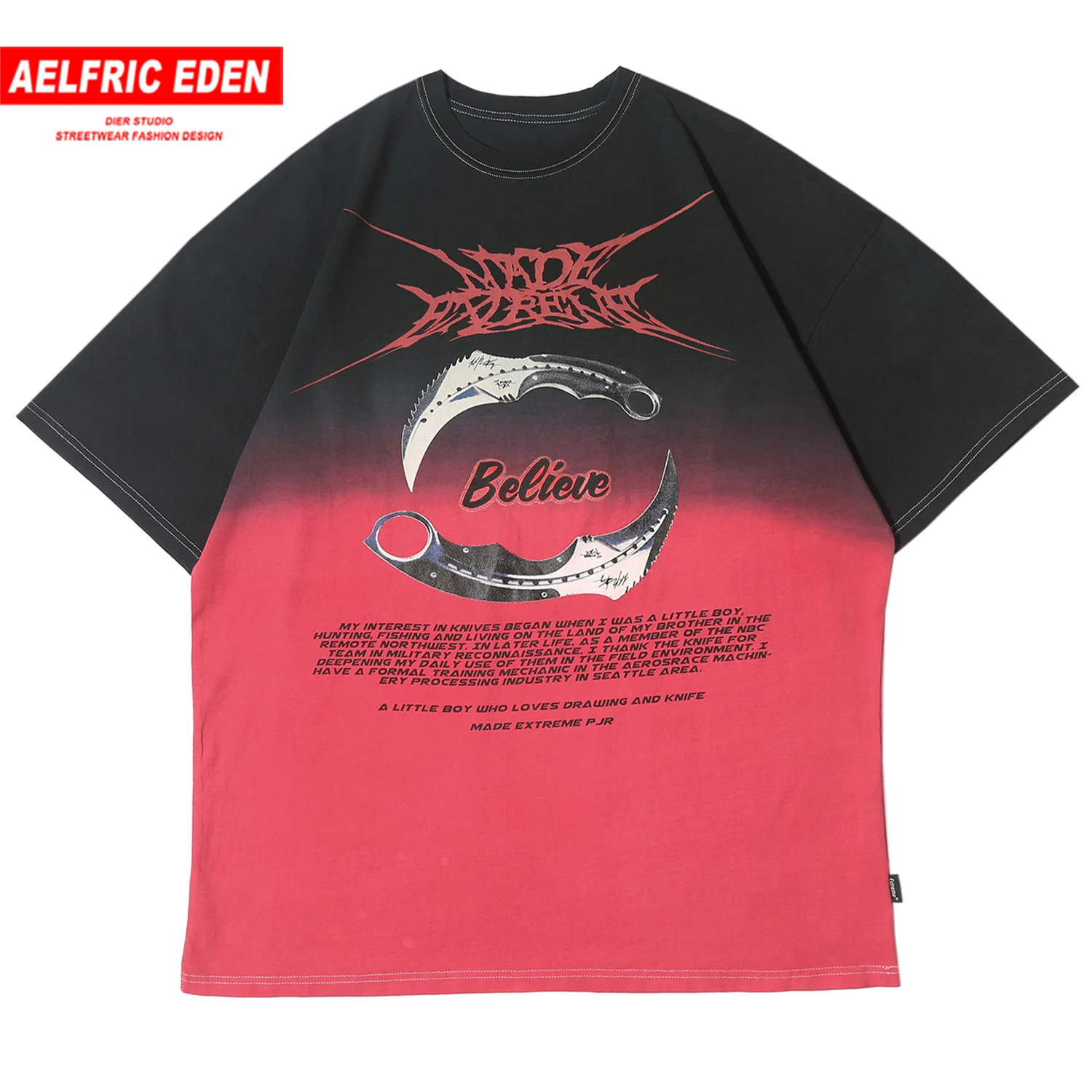 Футболка мужская с градиентным принтом и двумя ножами 2020 | Мужская одежда