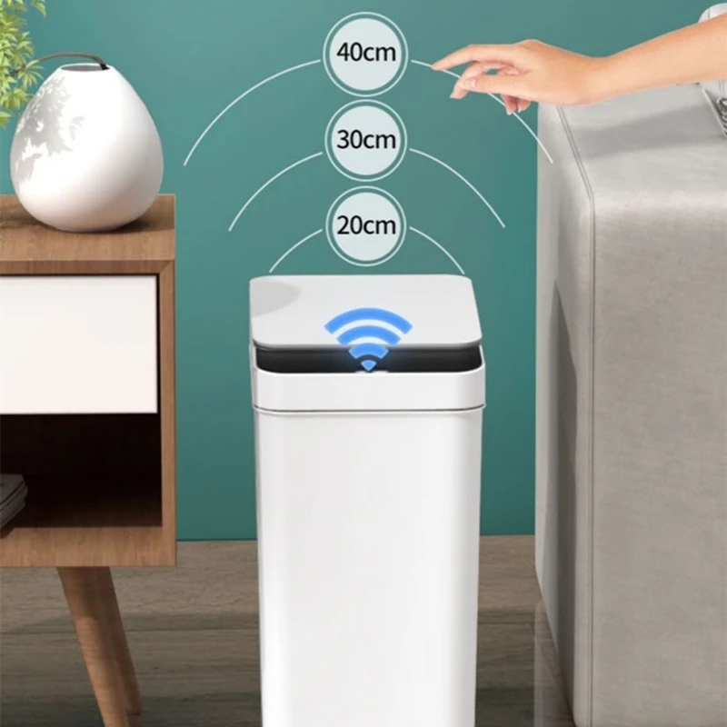

12L Smart Sensor Trash Can Electronic Automatic Household Bathroom Toilet Bedroom Living room Waterproof Narrow Seam Sensor Bin