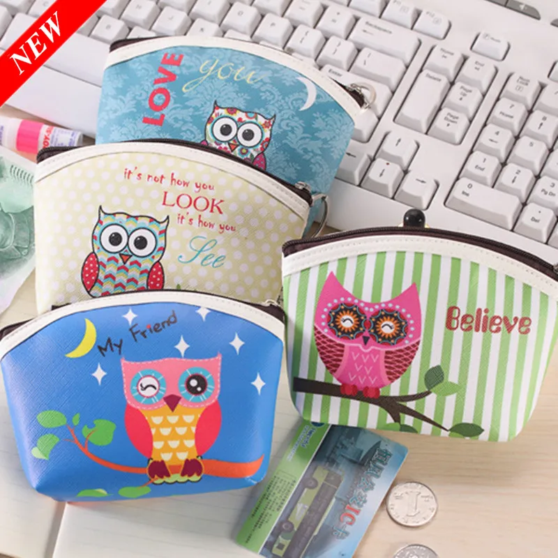Чехол для ключей из ПУ кожи с рисунком совы маленький кошелек монет мини-сумка