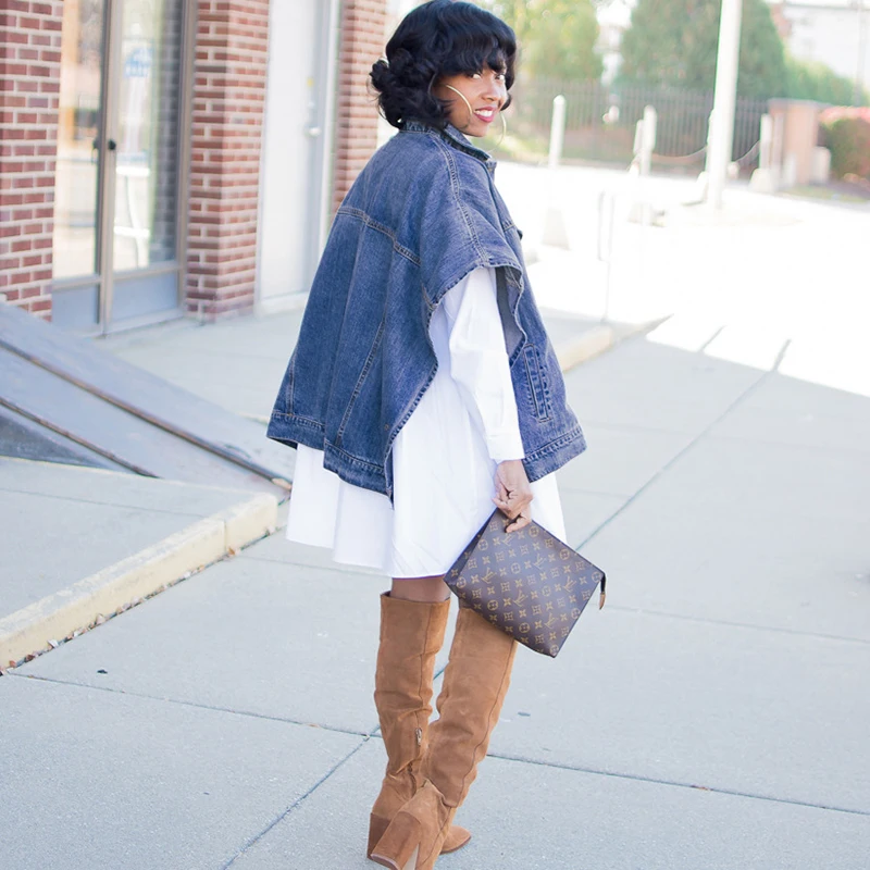 Женский джинсовый жилет с рукавом летучая мышь однотонная свободная короткая