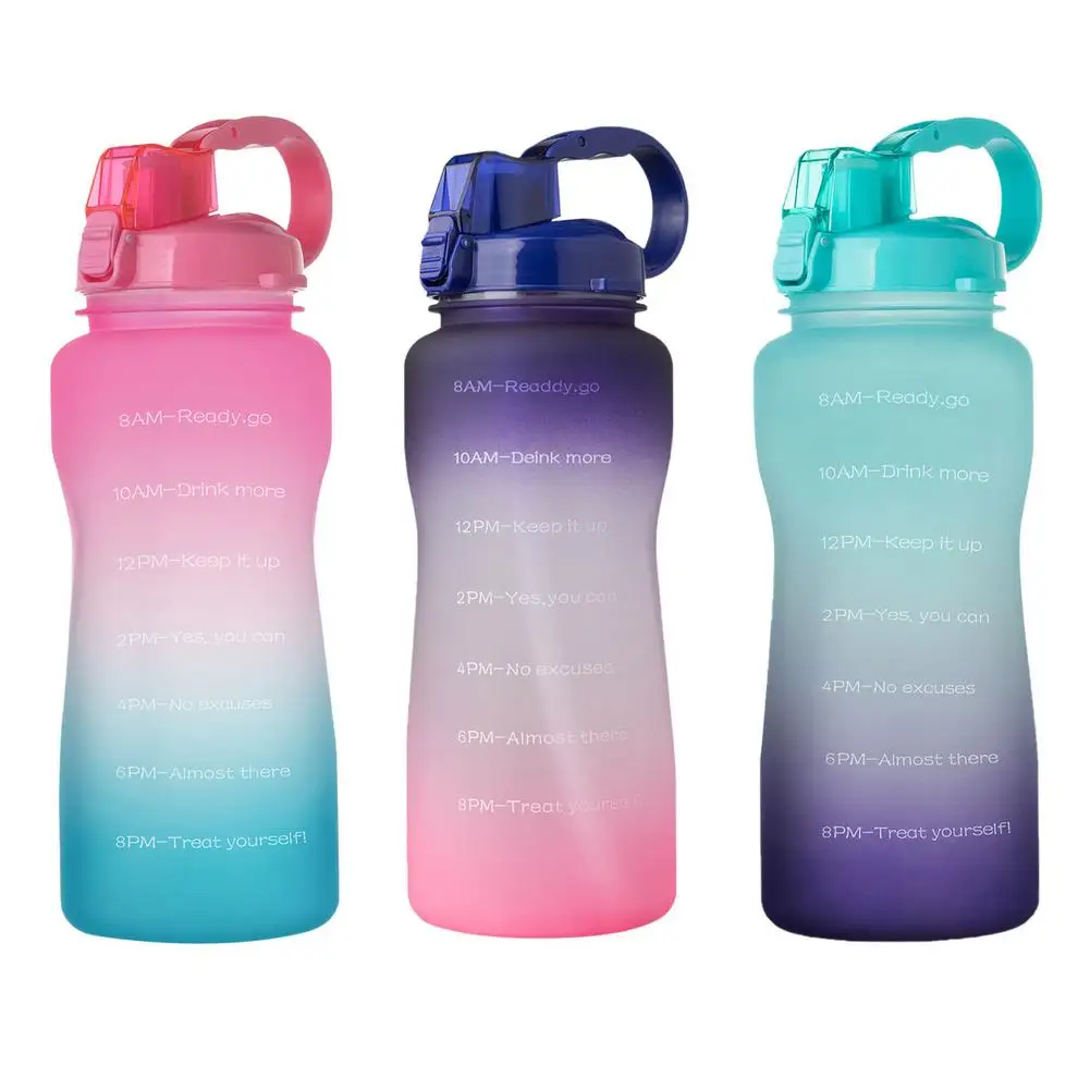 

2000ml Sport Bottle For Outdoor Large-Capacity Bottle Handle Gradient Color Tritan Material Bounce Cover With Straw