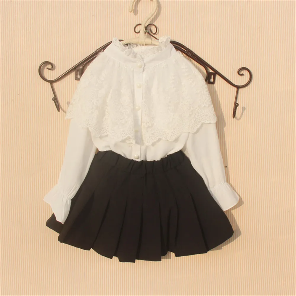 2020 Весенняя Блузка для девочек детская одежда белая блузка школьниц шифоновая