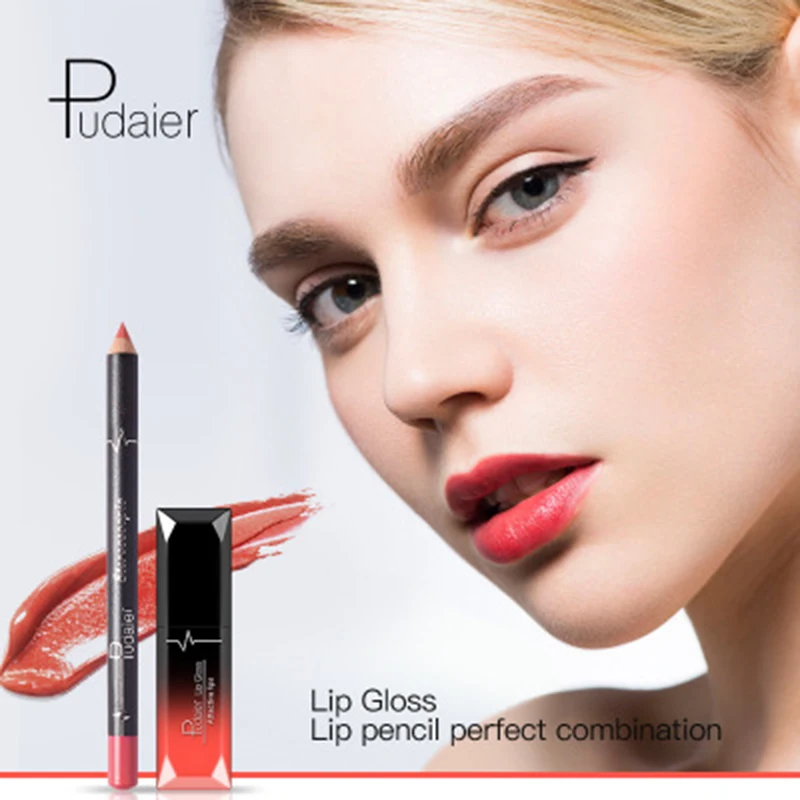 

Pudaier 12 color Long Lasting Waterproof matte color non-stick cup non-fading lip gloss modification lip liner lipstick set