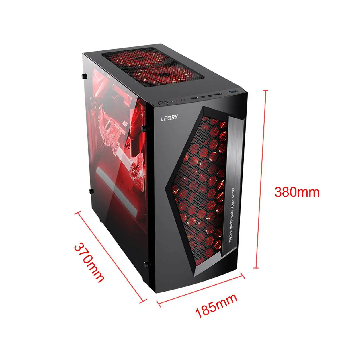 LEORY V3 ATX Computer Gaming PC Case 8 Fan Ports USB 3.0 For M-ATX/Mini ITX Motherboard Black/White 370 x 185 x 380mm