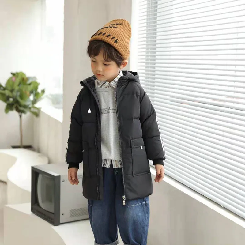 

Children's Hooded Mid-length Down Jacket Warm In Winter, Big Children's Warm Jacket