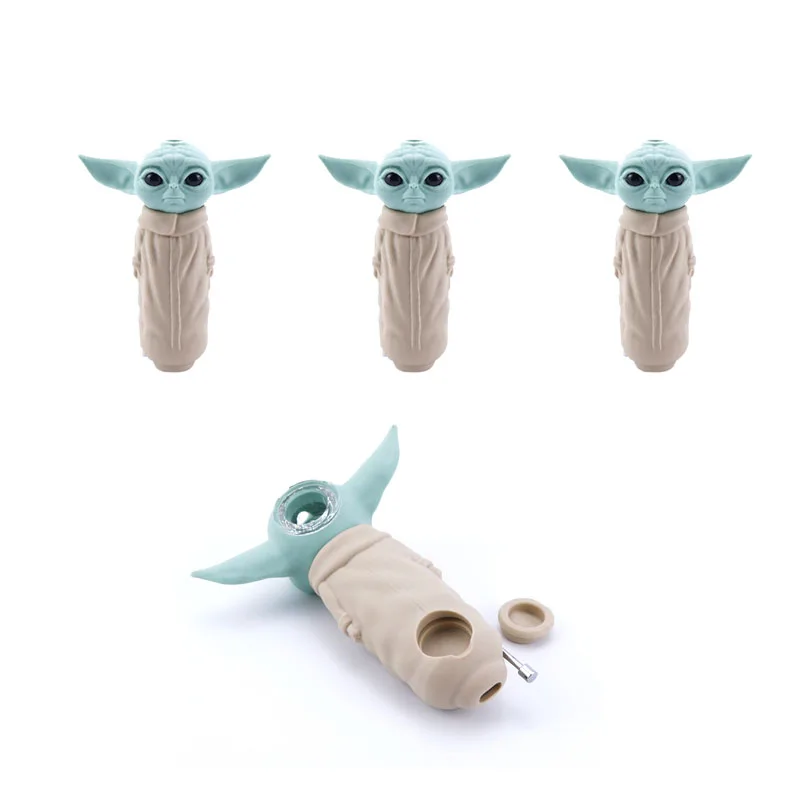 Креативная силиконовая курительная трубка для табака со стеклянной чашей