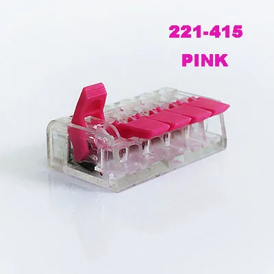 221-415 pink Разъем для провода вставные мини Быстрая зарядка питания разъем для клемм проводов блок PCT-212 PCT-213 пуш-ап в электрический разъем кабеля - Цвет: 221-415 pink
