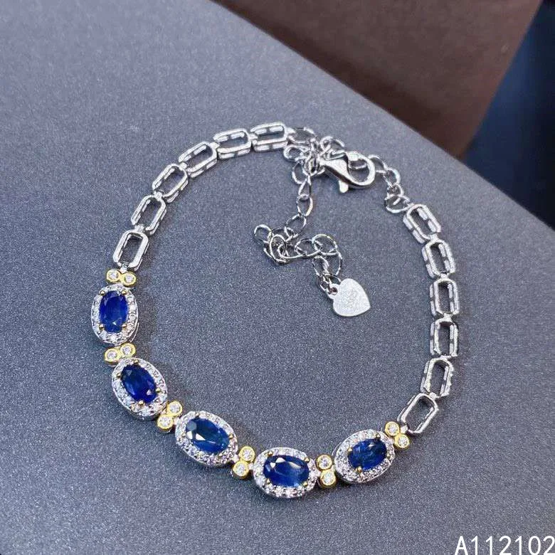 

Ювелирные украшения KJJEAXCMY, из стерлингового серебра S925 пробы, с натуральной звездой и сапфиром, для девочек, классический браслет на руку, на...