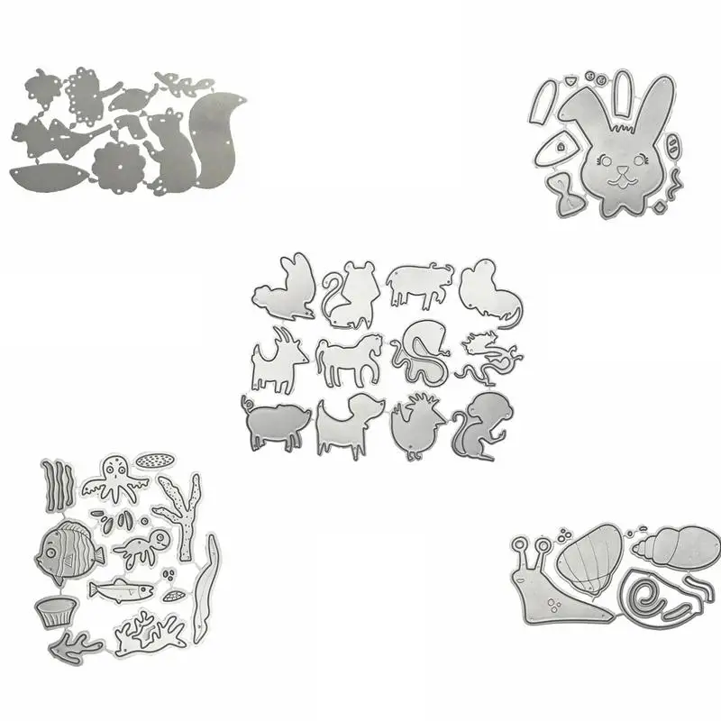 Металлические Вырубные штампы различные милые Мультяшные земли и море животные