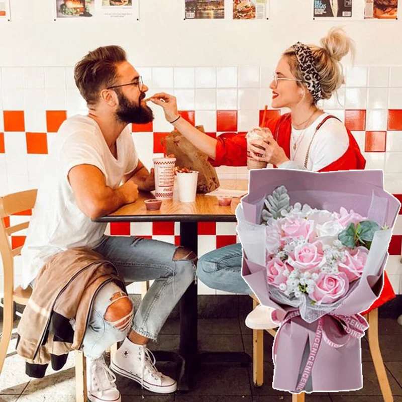 

Forever Real Preserved Never Dying Eternal Rose Bouquet for Girlfriend, Christmas Valentine , Pink